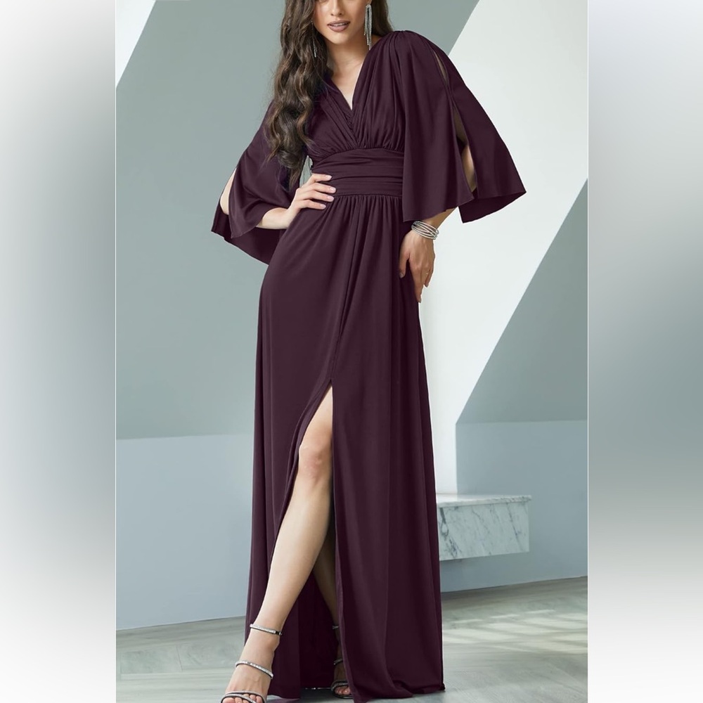 Elegant Burgundy Maxi Dress - Picture 7 of 8
